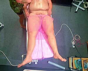 whoops he fell but now i'm fingering his ass and dominating with happy ending toys