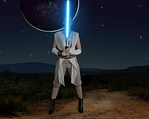 rey can't stop staring at jaime vine's cosplay costume