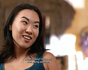 Petite kimmy kimm under romi rain's huge tits hints at kinky lesbian fingering frenzy