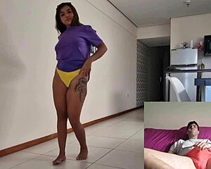 Latina tattooed beauty teases Tinder guy's cock