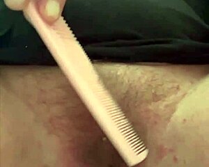 Wanna watch me comb my hairy pussy bush then shave it smooth?