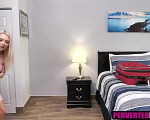 step sisters chloe and jane scissor lick pussies while step uncle watches taboo lesbian action