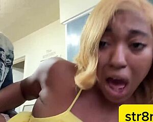 i suprised him with my tight ebony pussy in the kitchen he couldnt resist pounding it hard ya know