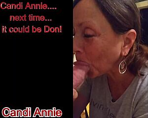 mature milf candi annie kneels for on-demand cock sucking and cum swallow