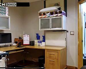 backstage with jasmine rose: nurse fingers gaping shaved pussy to orgasm on hospital clock