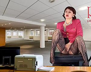 Secretary Goddess Strips Nude For Boss! Heels Stockings Pussy Masturbation And Tit Tease Await!