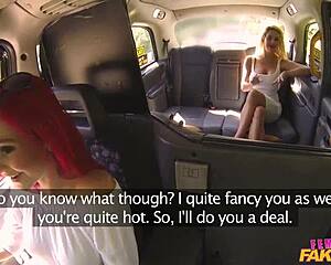 sienna day and roxy keogh finger lick pussies in fake taxi outdoors