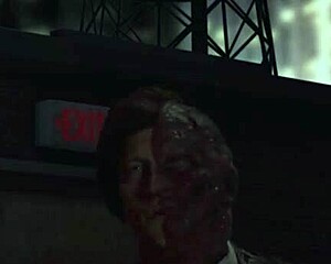 Shaved milf in heels bends over for intense bisexual threesome doggystyle