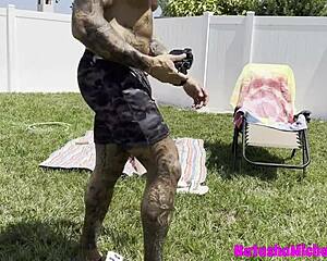 Skinny Wife Rides Stepdad's Monster Cock Doggystyle In Outdoor Photoshoot Fuck