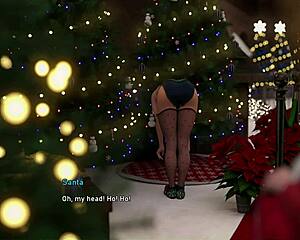 that sexy girl rides santa's cock like a pro in this hot fuck scene