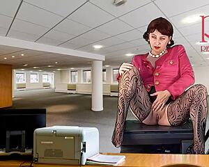 Secretary Goddess Strips Nude For Boss! Heels Stockings Pussy Masturbation And Tit Tease Await!