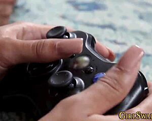 ebony teen pigtails bob as she slurps stepdad's throbbing monster cock for taboo facial reward