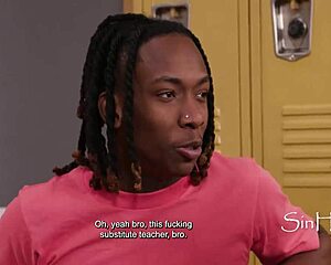 Banging Blonde Student Double Penetrated on Classroom Bench