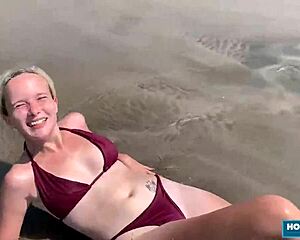 check out this petite blonde girlfriend's shaved pussy getting roughly creampied after wild homemade fucking