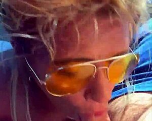 😏 whoa, this cheating blonde chubby whore deepthroats cock publicly then takes facial 💦