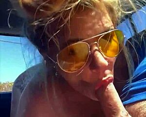 😏 whoa, this cheating blonde chubby whore deepthroats cock publicly then takes facial 💦