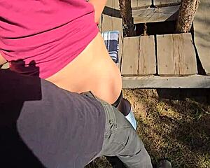 cum loads fill pantyhose after intense rubbing session outdoors