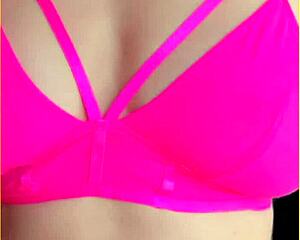 Wifey flashes perfect big tits in hot pink lingerie?