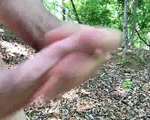 Clitlicker662 flashes hairy pussy in forest for voyeur orgasm outdoors