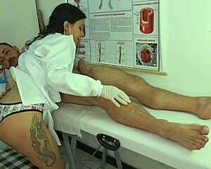 patient can't hide his monster cock from sexy nurse... she gags deepthroat then rides bareback 😩💦