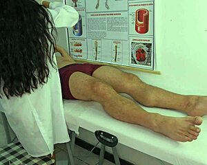 patient can't hide his monster cock from sexy nurse... she gags deepthroat then rides bareback 😩💦