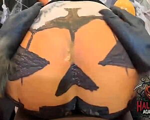 Why's Agatha mommy's Brazilian milf ass taking BBC in Halloween jack o'lantern?