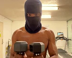 this muscular guy works out neck shoulders hoping ladies notice his sexy form