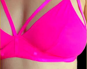 Wifey flashes perfect big tits in hot pink lingerie?