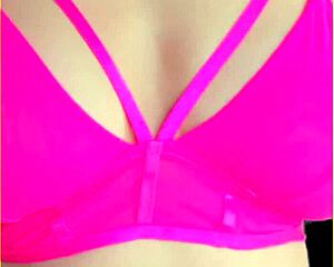 Wifey flashes perfect big tits in hot pink lingerie?