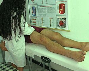 patient can't hide his monster cock from sexy nurse... she gags deepthroat then rides bareback 😩💦