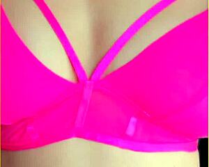 Wifey flashes perfect big tits in hot pink lingerie?