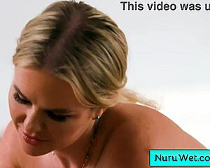 i can't stop rubbing my big natural tits in nuru gel on this client