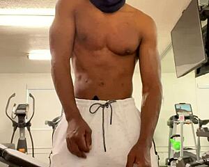 this muscular guy works out neck shoulders hoping ladies notice his sexy form