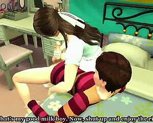 college cram session turns into pregnant mommy femdom creampie roleplay in sims