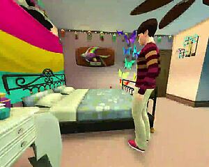 college cram session turns into pregnant mommy femdom creampie roleplay in sims