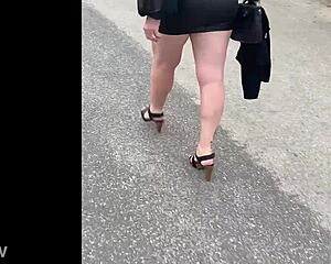 my wife rocks mini leather dress and heels