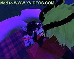 demon sneaks a quick furry romp with shark girl in roblox world