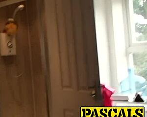 you bound blonde slut, take this drill from my suited dom!