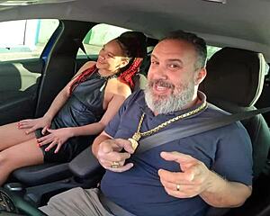 Lua baiana hops car ride for first creampie anal street fuck