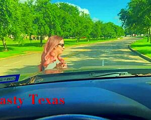 smoking hot milf hitchhiker with big tits and shaved pussy rides cock sucking balls dry for the lift