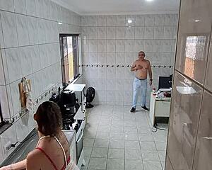 Maid strips bare and gulps down facial cum