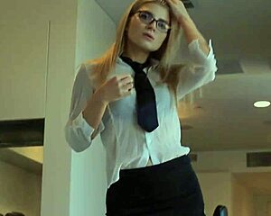 Bound Blonde Office Slave Endures BDSM Pussy Torment at Desk