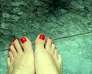 Huge Giantess Milf's Giant Feet Covered in Cum - Ready to Stomp Your Tiny Cock?! 👣💦😈