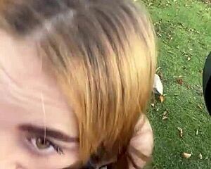 Cum Hungry Whore Gags Deep on Cock in Forest Face Fuck