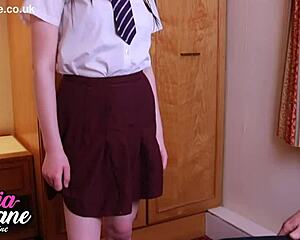 Naughty College Girl Squirms in Orgasm Blowing Teacher Cock Lingerie