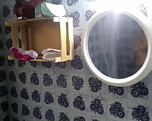 Spying on stepsister's fat ass showering unaware, hidden cam catches every curvy drop?