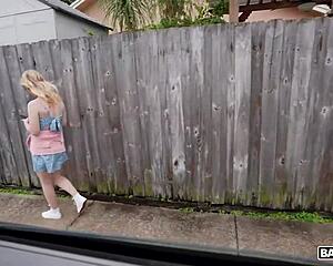 Damn, Candy Lane rides every Bang Bus cock smiling for messy facial blast!