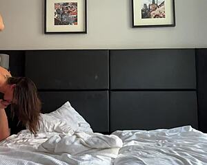 caught my girlfriend cheating on me bent over her lover's big cock then we double penetrated her tight pussy doggystyle rough with cum in mouth