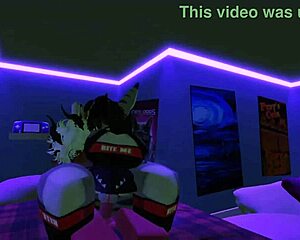 demon sneaks a quick furry romp with shark girl in roblox world