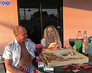 wanna see this naughty girl fuck dads friend doggy behind his back cum mouth finish?